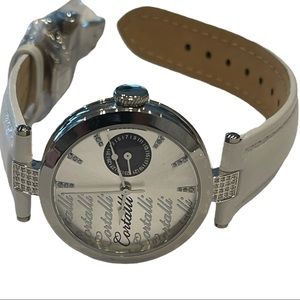 Antonio Cortalli Women’s Watch - White Leather Band - 32 Micro Diamonds - NIB!